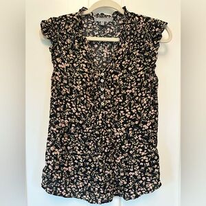 Daniel Rainn Liona Flutter Detail Black and Pink Women's Top